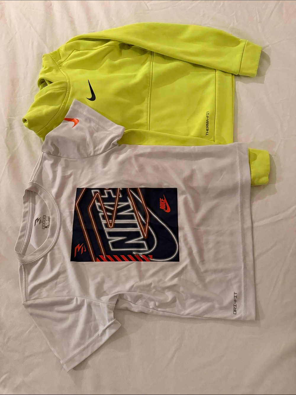 Nike Kids Neon Yellow Hoodie and White Graphic Tee Set